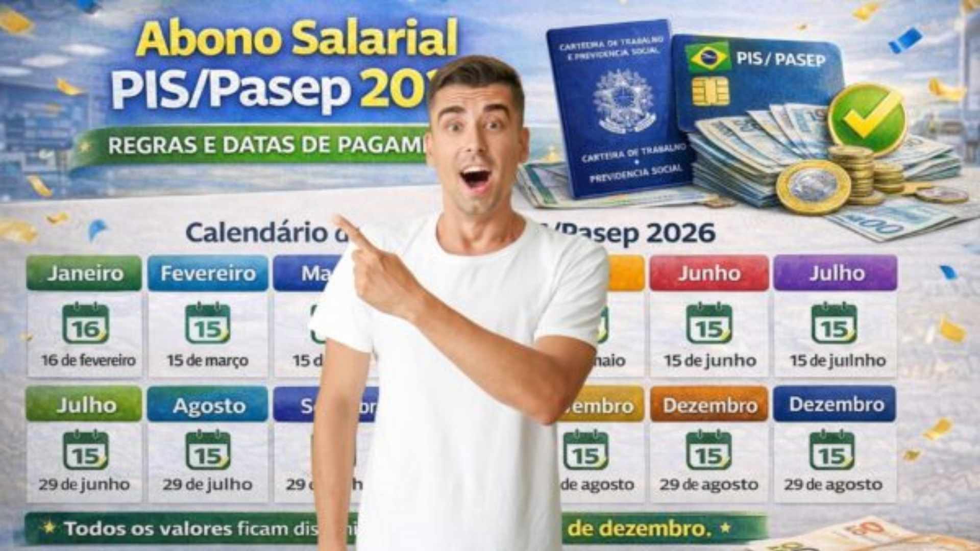 Abono salarial PIS/Pasep 2026: regras e datas