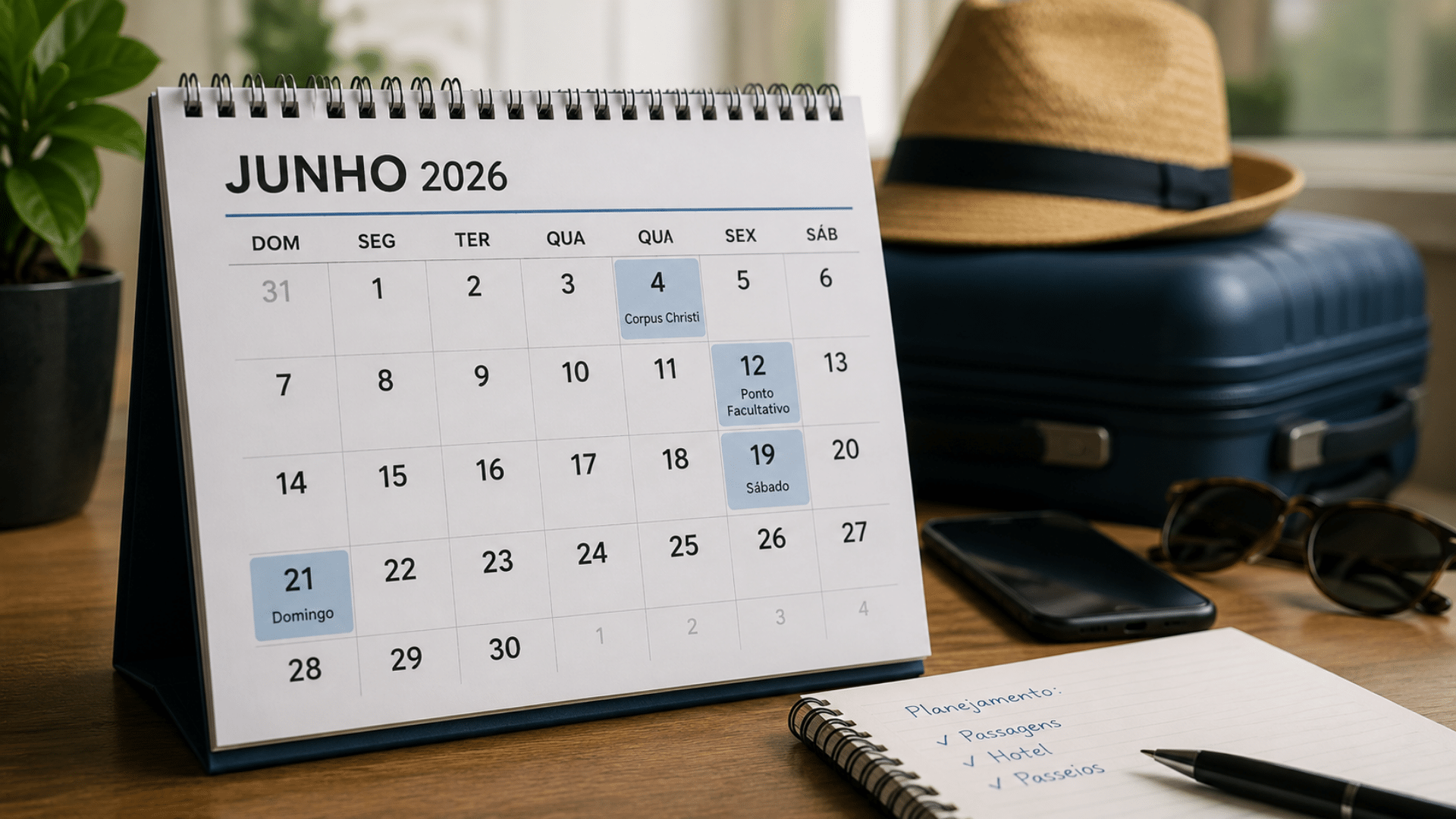 Calendário de junho prevê feriado com até 4 dias de descanso