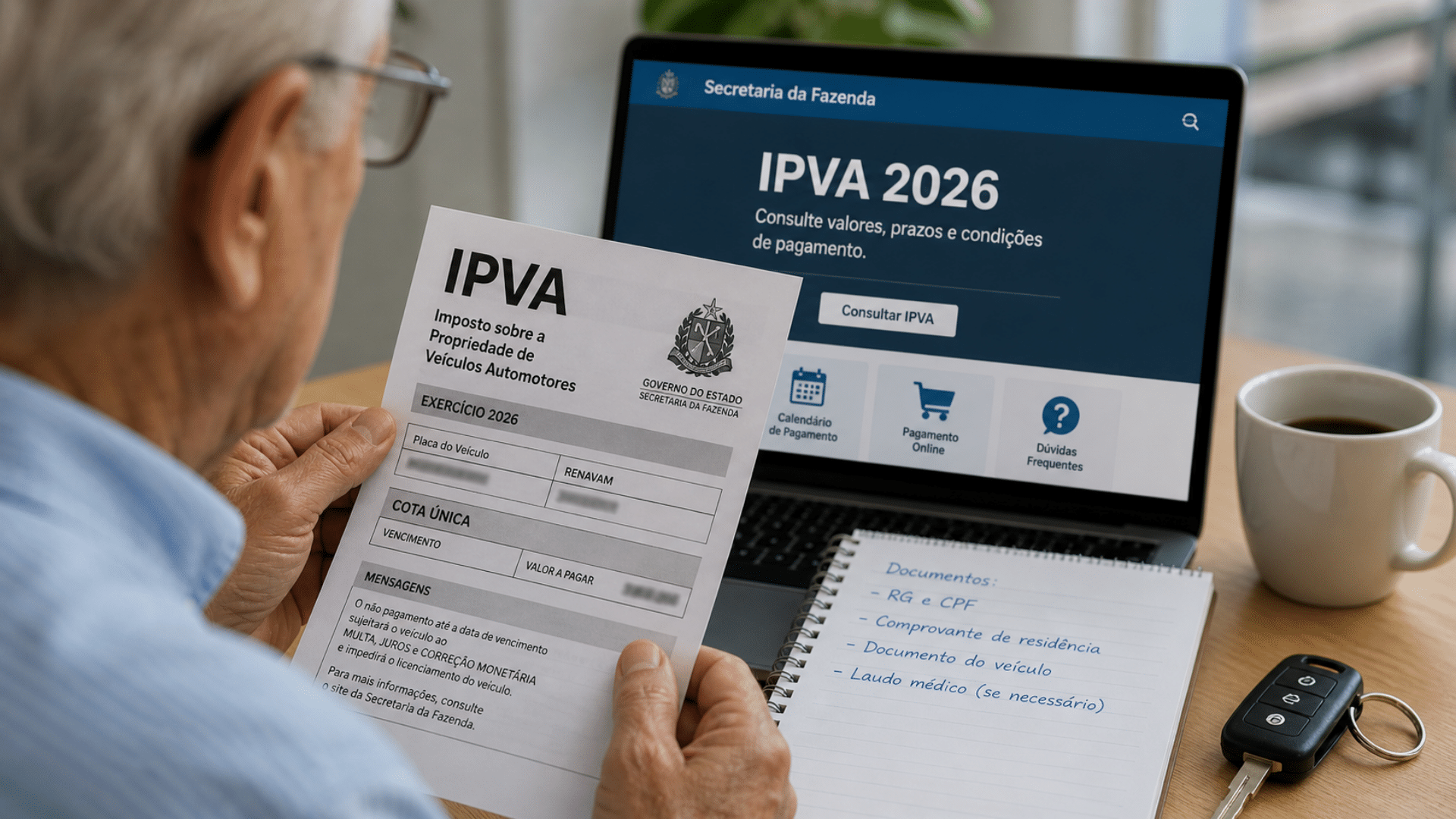 Idosos acima de 60 podem conseguir isenção do IPVA, mas regras exigem atenção