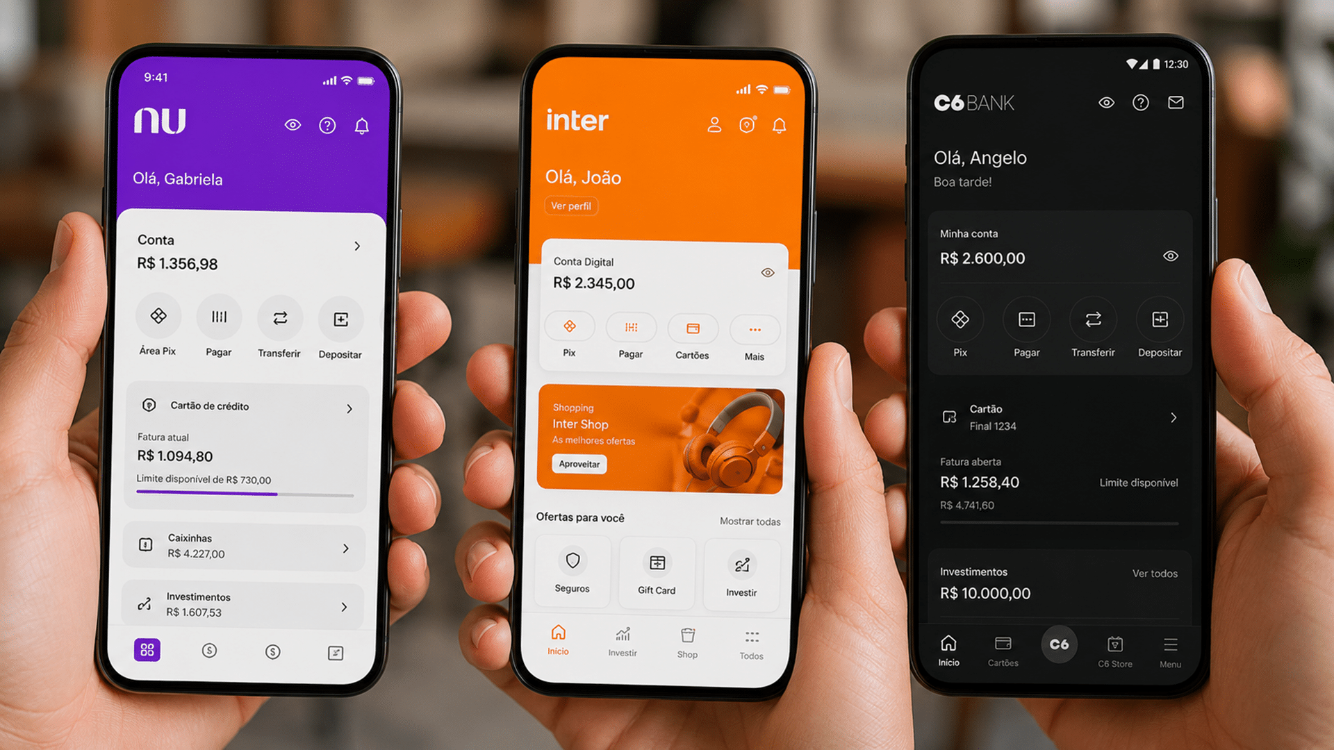 Nubank x Inter x C6: veja o que cada banco oferece ao cliente