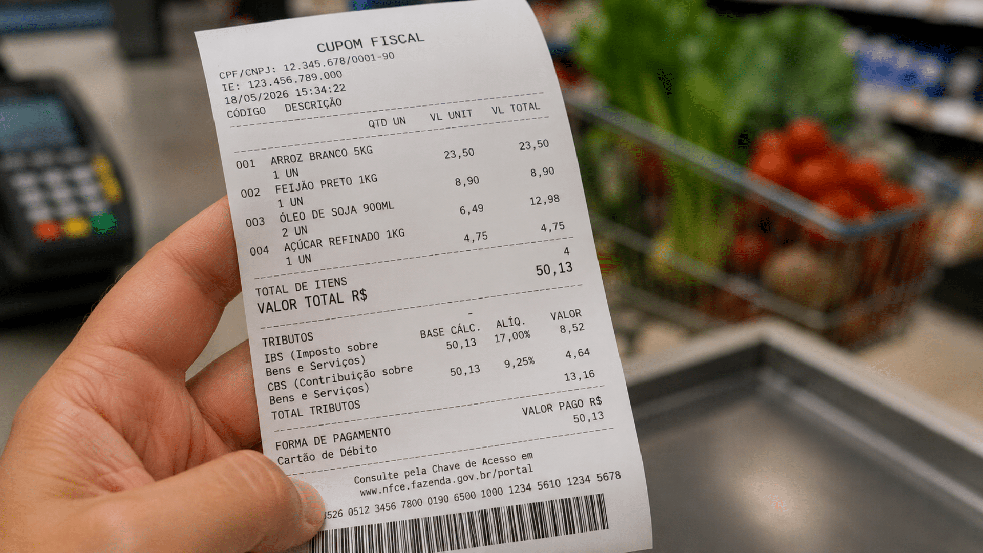 Consumidores verão IBS e CBS nas notas fiscais a partir de agosto