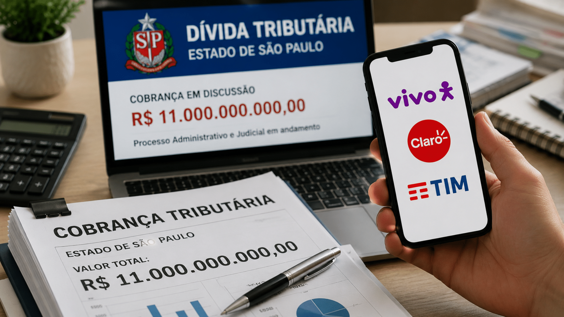 Estado de SP discute cobrança bilionária contra Vivo, Claro e TIM
