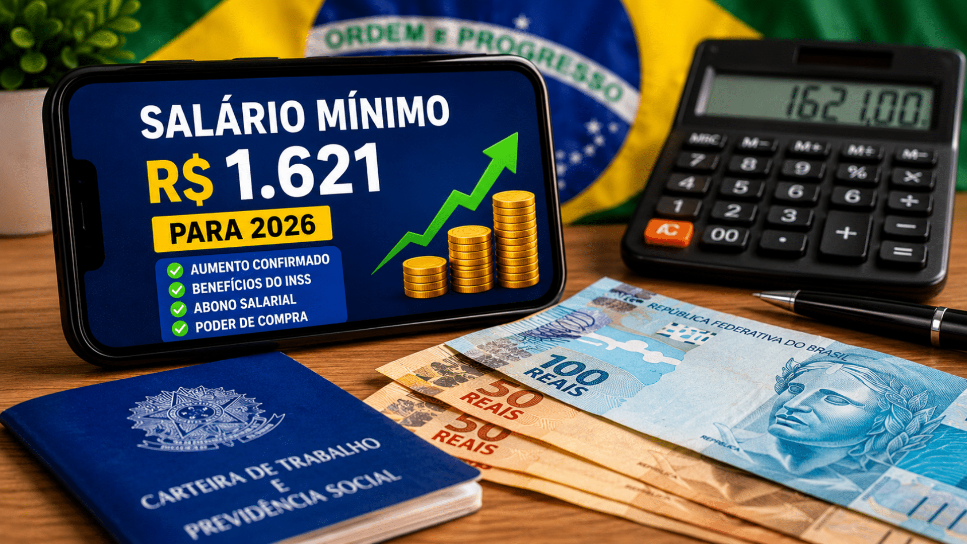 Governo oficializa salário mínimo de R$ 1.621 para 2026