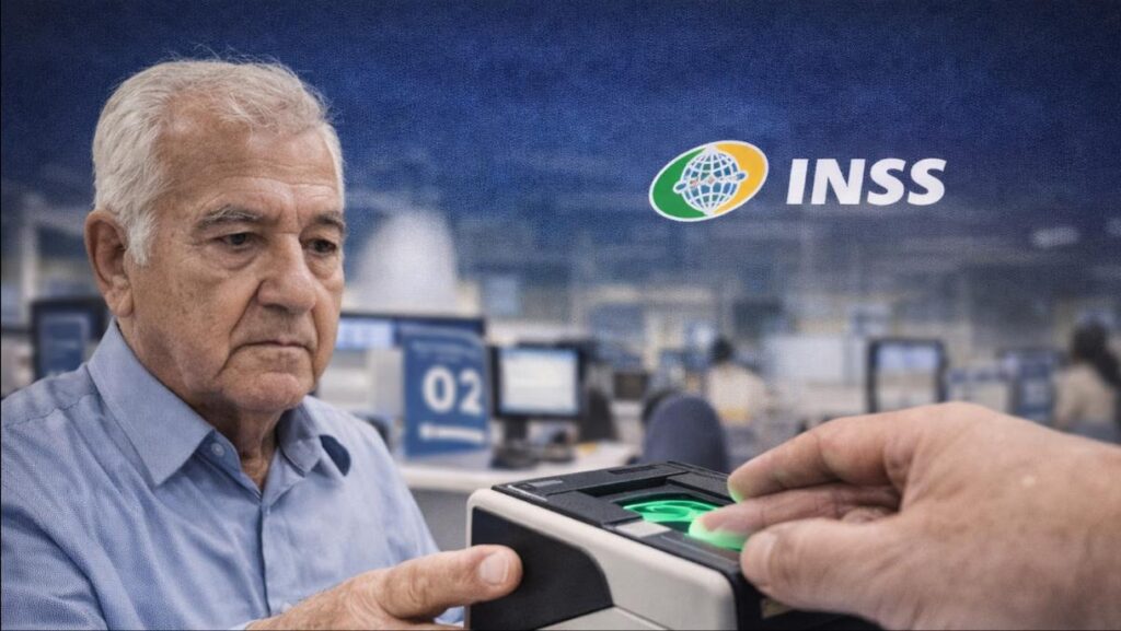 Idoso realiza cadastro biométrico em agência do INSS
