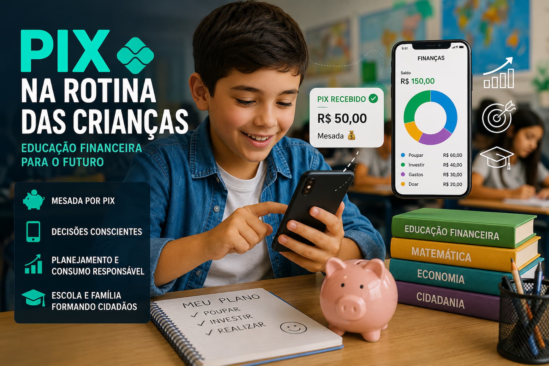 Popularização do Pix leva escolas a atualizar aulas de educação financeira